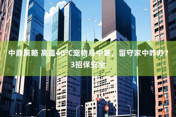 中鼎策略 高温40℃宠物易中暑，留守家中咋办？3招保安全